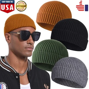 Winter Knit Cuff Beanie Warm Cap Fisherman Watch Skull Cap Daily Hat Men & Women - Picture 1 of 22