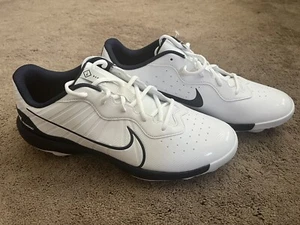 Nike Alpha Huarache Varsity 4 Low Men's 13 Baseball Cleats White/Navy DJ6516-103 - Picture 1 of 3
