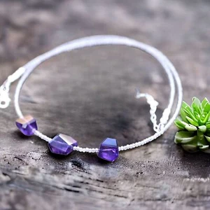 Natural Amethyst Necklace Sterling Silver February Birthstone 6th 9 Anniversary - Picture 1 of 7