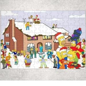 The Simpsons Family Winter Christmas 120 Piece Custom Handmade Jigsaw Puzzle - Picture 1 of 9