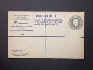 GB Ganzsache 1953 KGVI 81/2d grau Einschreiben Briefumschlag Größe F H&B RP72 - Bild 1 von 2