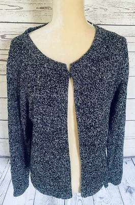 Cárdigan suéter grande para mujer Covington gris plateado roscado gancho tejido cerrado Foto 1 de 4