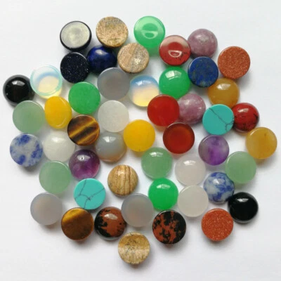 100pcs 12mm Round CAB CABOCHON Natural Stone Mixed Round Stone Beads No Holes - Image 1 of 4