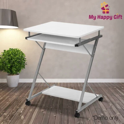 Artiss Computer Desk Laptop Desk Keyboard Shelf Tray Wheels White 60CM - image 1 of 4