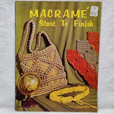 1971 Vtg MACRAME START TO FINISH Project Instructions Craft Course Book H-193 - Image 1 of 4