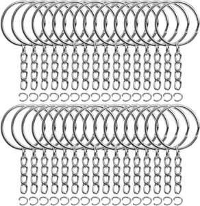 50PCS Bulk Keychains Set, Split Keychains Rings with Chain 1 Inch, Key Rings, - Picture 1 of 11