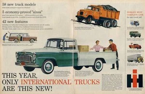1959 International PRINT AD LKW Tandemachse Pickup Betonmischer Kastenwagen  - Bild 1 von 1