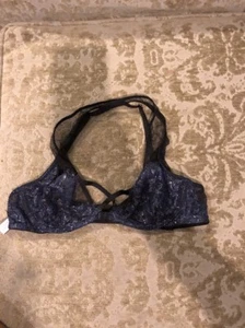 Victoria’s Secret very sexy unlined plunge navy metallic bra 32B - Picture 1 of 8