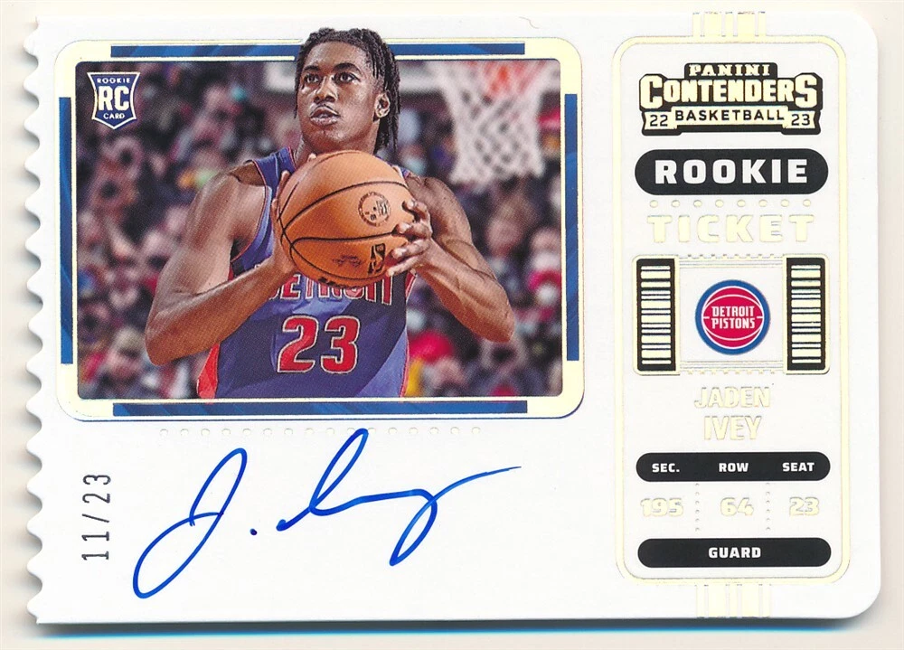 JADEN IVEY 2022/23 PANINI CONTENDERS RC TICKET STUB AUTOGRAPH SP AUTO #11/23