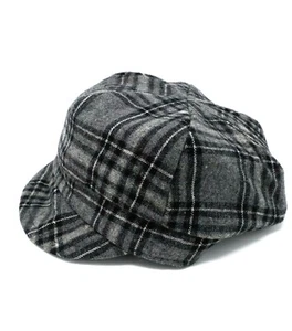 Ladies Girls Grey Black Peaky Hat Check Baker Boy Newsboy Fashion Lined NEW S - Picture 1 of 3