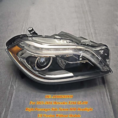 A1668203959 FOR 13-2016 Mercedes X166 GL450 Right Passenger Side Headlight Xenon - Image 1 of 4
