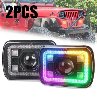For Jeep Wrangler YJ Pair 7X6 5x7inch LED Headlights DRL Hi/Lo Sealed Headlight - image 1 of 4