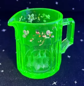 VTG Depression Glass Hazel Atlas Green Creamer Vaseline Glass 3" - Picture 1 of 18