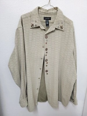 Camisa Crazy Horse Para Hombre Talla 2XL Beige A Cuadros 100% Poliéster Cuello Abotonada Foto 1 de 4