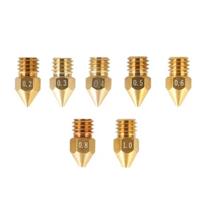 3D Printer Extruder Nozzle MK8 M6 0.1mm-1.2mm For Filament 1.75mm Brass - Photo 1/7