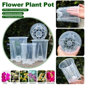 Clear Orchid Pot Plastic Plant Pots with Drainage Holes Nursery Pots Houseplants - Picture 1 of 20