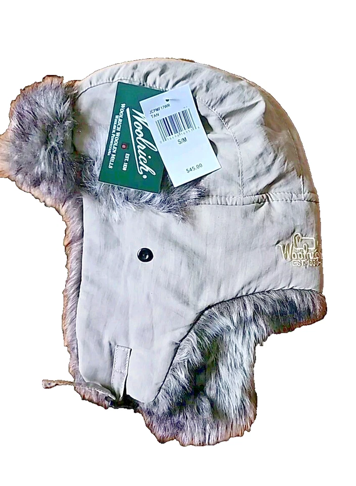 Woolrich Trapper Style Furry Hat Wool Blend Ear Flap Size S/M NEW, Faux Fur - Image 1 of 4