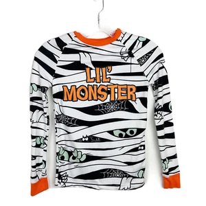 Halloween Pajama Top Kids 12 Orange Lil' Monster Long Sleeve Tee Youth Celebrate - Picture 1 of 11