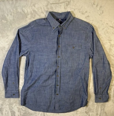Vineyard Vines Slim Fit Long Sleeve Crosby Whale Shirt Mens Large Blue Chambray - Image 1 of 4