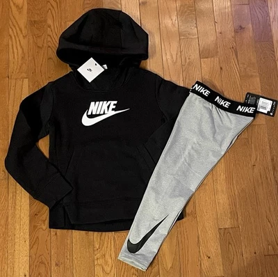 JUEGO DE 2 PIEZAS SUDADERA CON CAPUCHA + LEGGINGS NIKE AUTÉNTICOS NIÑAS Talla 6 (XS) ~ NUEVO CON ETIQUETAS Foto 1 de 4