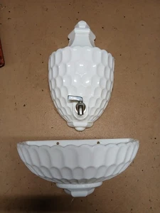 Vintage Fenton Milchglas 3 Stück Lavabo Becken Tank mit Ausguss Deckel Daumenabdruck - Bild 1 von 9