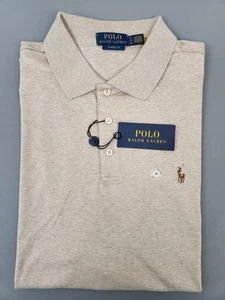Polo Ralph Lauren Classic Fit Soft Touch Beige HTR Polo Shirt Uomo XL Nuova - Foto 1 di 10
