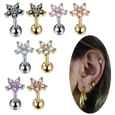 Labret Piercing 16g Titan Lippen Ohr Helix Tragus Stecker Kristall - Bild 1 von 4