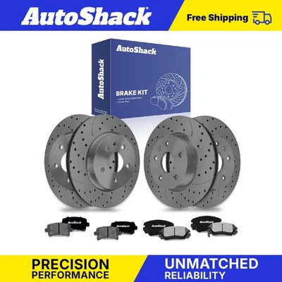 Front Rear Drilled Slotted Brake Rotors Ceramic Pads for Chevy Impala 3.6L Foto 1 de 4