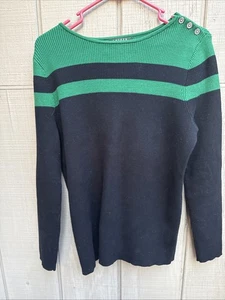 Maglione girocollo Lauren Ralph Lauren donna 1xX color block maglia a costine verde - Foto 1 di 12