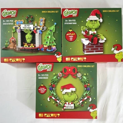 COMPLETE SET OF 3 LARGE BRICKCRAFT THE GRINCH BRICK BUILDING SET Lego Compatible - Image 1 of 4