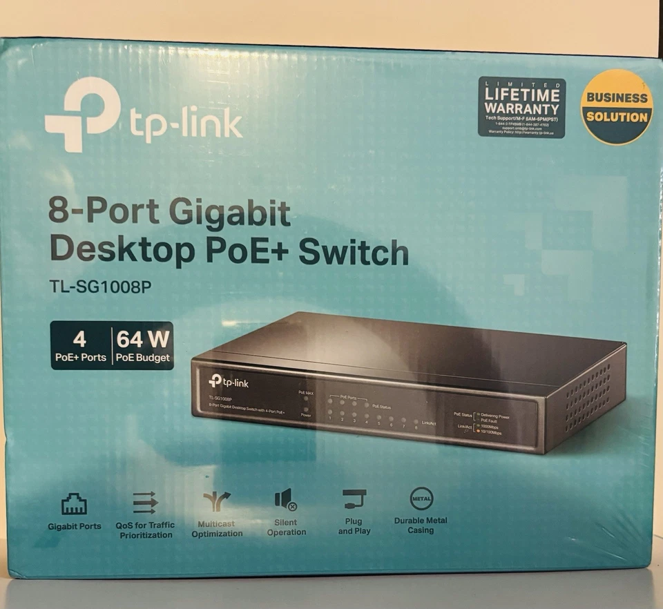 TP-Link TL-SG1008P 8-Port Gigabit Ethernet 1000Mbps Desktop Switch, 4 PoE Ports - Image 1 of 2