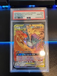 2019 POKEMON SUN & MOON HIDDEN FATES 44 MOLTRES & ZAPDOS & ARTICUNO GX PSA 10 - Picture 1 of 2