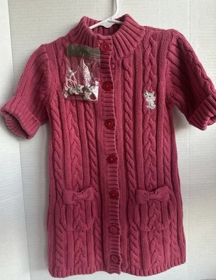 Vestido Suéter De Colección Y2K Gymboree Niñas Gato con Diseño Tejido de Cable Lazo a Juego 4T Foto 1 de 4
