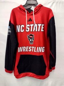 Felpa con cappuccio NC State Wrestling Adidas 2025 NCAA Division 1 Wrestling Championship nuova con etichette - Foto 1 di 10
