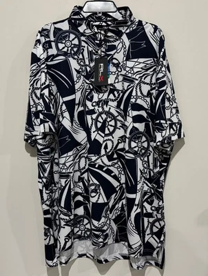 Новый с Ярлыками RLX Ralph Lauren мужской гольф печать темно синий белый парусник рубашка-поло XXL - Изображение 1 из 3