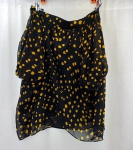 Whistles Black Yellow Spots 100% Silk Skirt Short Pockets Size 12 Ex Con - Picture 1 of 10