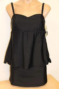 NWT Island Escape Swimsuit Tankini 2pc Set Skirt Plus Sz 24W Skirt Black - Picture 1 of 5