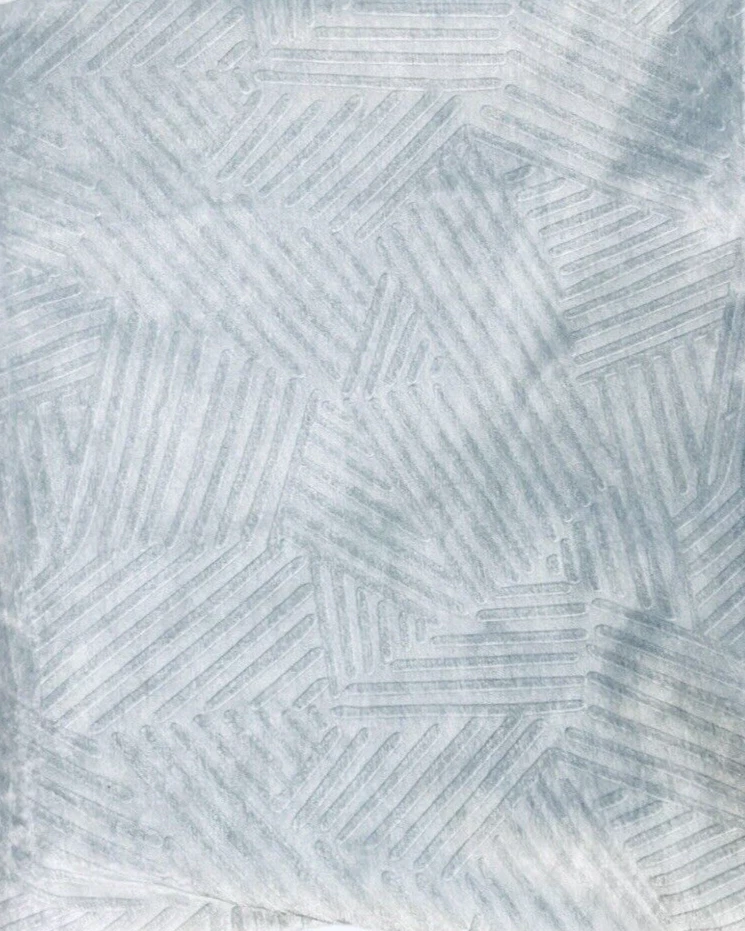 Anthropologie Raquel Velvet Curtain Panel Textured Geometric Ice Blue - Image 1 of 4