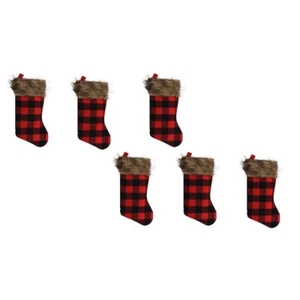 Set di 6 Calze a Plaid Bufalo Rosso Casa di Natale, 18 Pollici - Foto 1 di 3