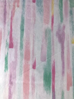Vintage 1980's Full Flat Sheet Pastel Brush Strokes Abstract Pink Yellow Purple - Image 1 of 4