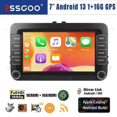 Carplay Autoradio Android 13 Für VW GOLF 5 6 Polo Touran Caddy Navigationsgerät - Bild 1 von 4