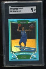2008-09 Bowman Chrome Blue Refractor #d 39/99 Kevin Love Rookie SGC 9 MT RC
