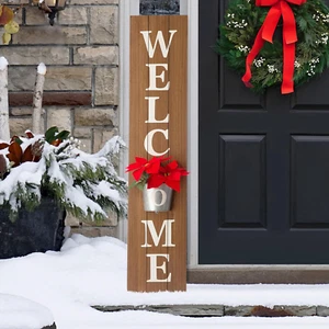 Welcome Sign for Front Door Porch, 42" Farmhouse Vertical Wooden Welcome Sign wi - Picture 1 of 12