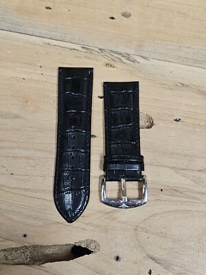 Genuine Black Crocodile Leather Watch Band 26mm Handcrafted deBeer Paris S457 - Image 1 of 4