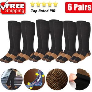 6 Pairs Copper Energy Knee High Compression Socks For Men Women Pain Relief US - Picture 1 of 22