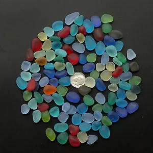 sea beach glass 30 pcs mixed color lot bulk blue green red 12-18mm jewelry use - Picture 1 of 3