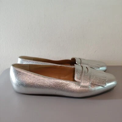 Talbots Women's Flats Fringe Penny Keeper Loafer Silver Shoes Sz 8.5 M - Image 1 of 4