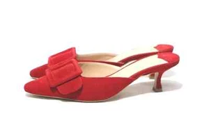 Tony Bianco Size 7 Womens Leather Red Stonewash Suede Half Kitten Shoes RRP $179 - Picture 1 of 6
