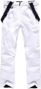 RIVIYELE Men's White Waterproof Snow Ski Pants Bib with Removable Suspenders M - Picture 1 of 6