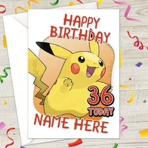 PIKACHU Personalised Birthday Card - a5 nintendo pokemon pokémon cute catch game - Picture 1 of 2